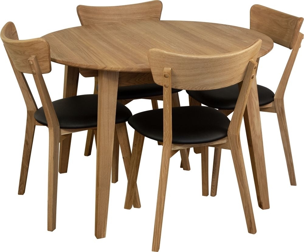 Matgrupp Genova matbord 110-160 cm inkl 4 st Amino stolar - Oljad ek/svart ecol�der + 4.00 x Stolsdyna