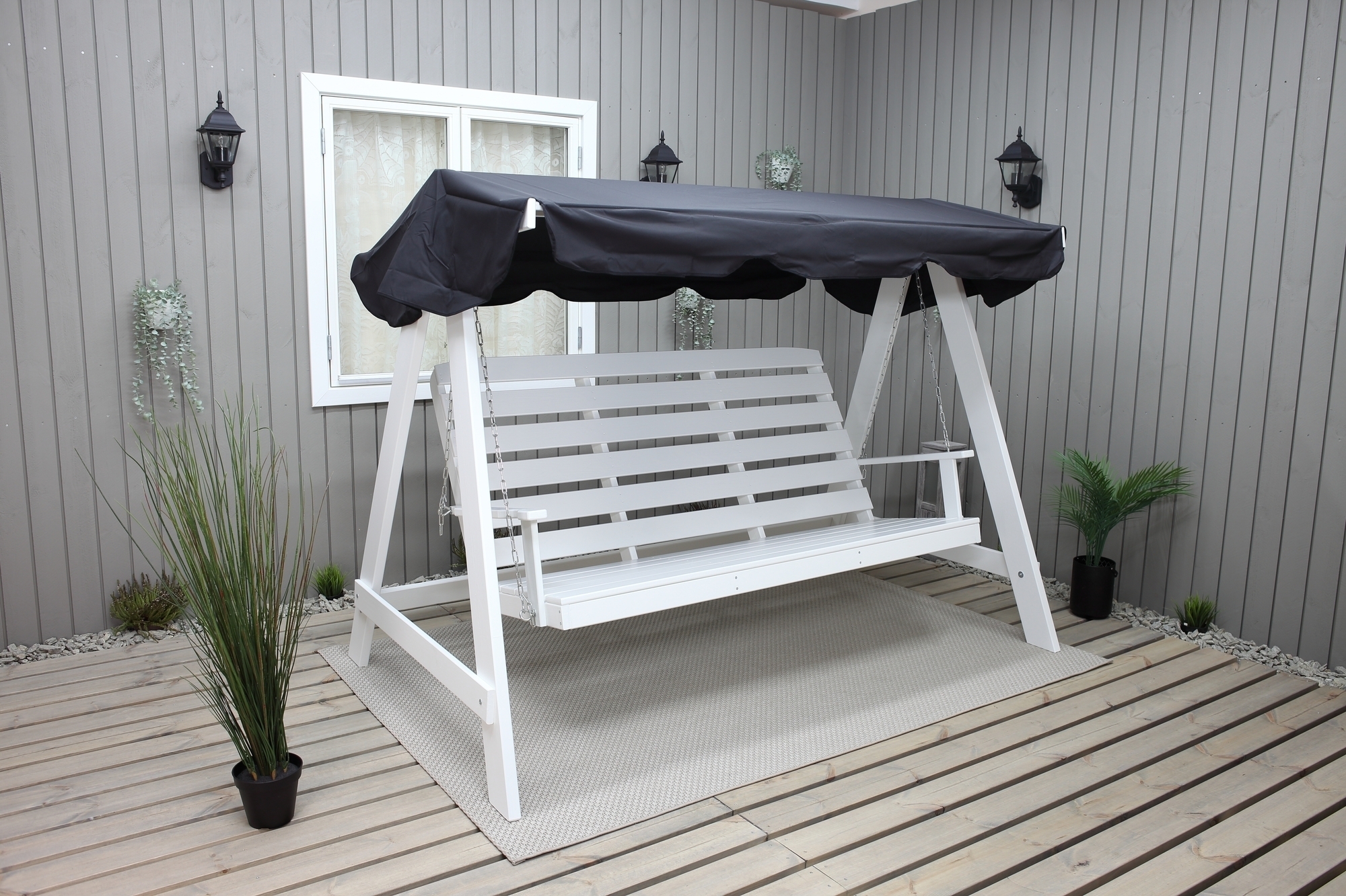 Hammock vit med svart tak + Textilv�rd f�r m�bler
