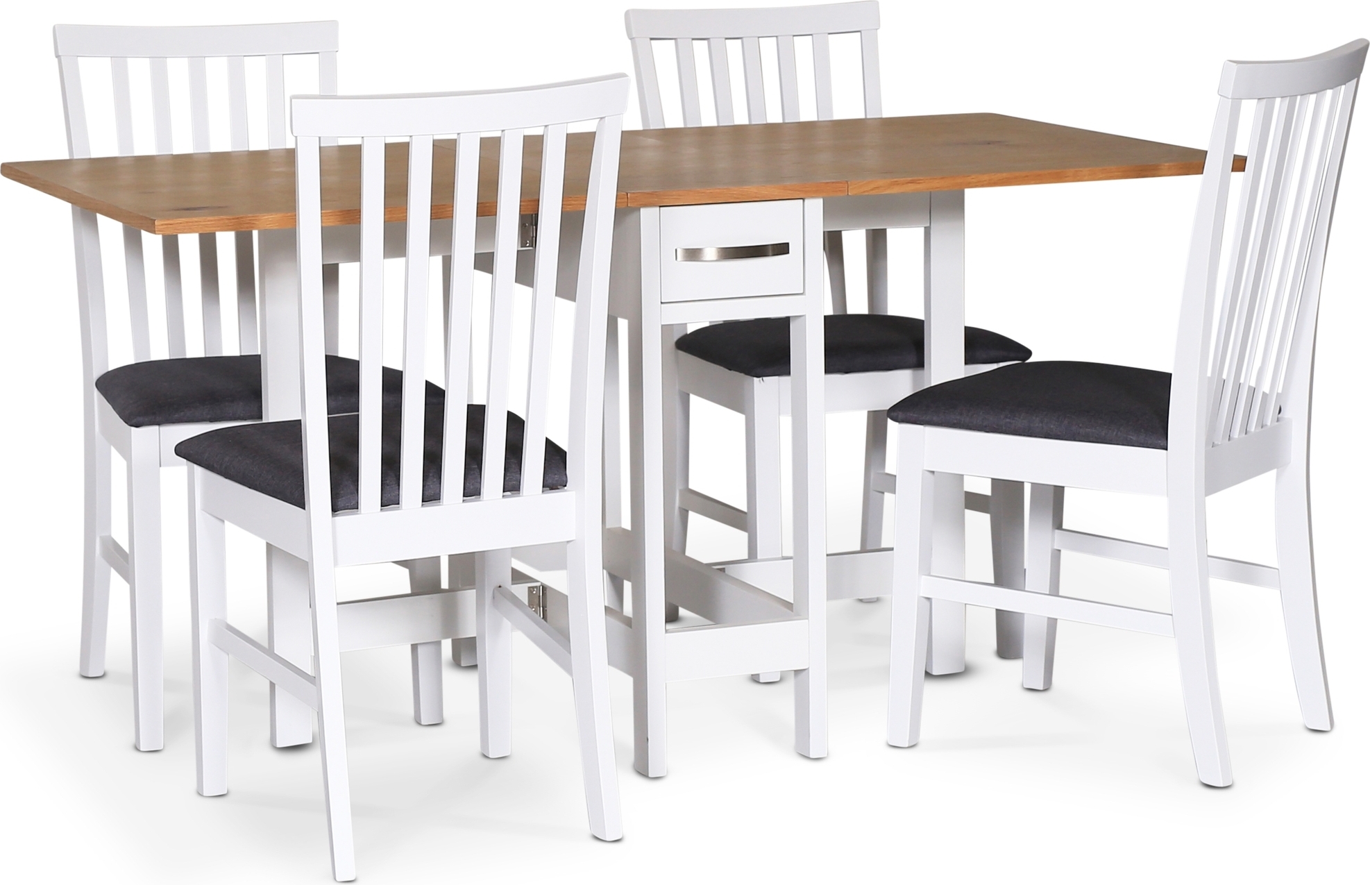 Matgrupp; Klaffbord Vit / Ek med 4 st Alice stolar - F�r� + 3.00 x M�beltassar