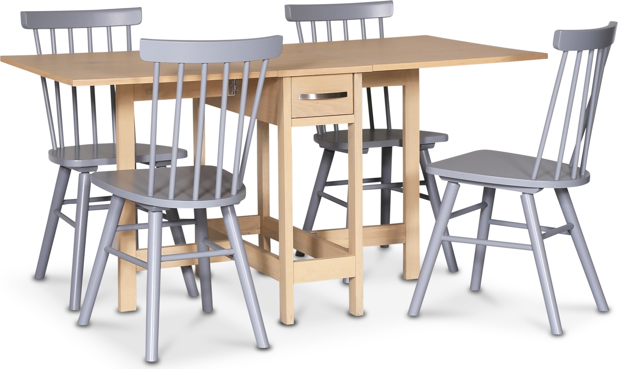 F�r� matgrupp; F�r� klaffbord i Whitewash med 4 st gr� Orust pinnstolar