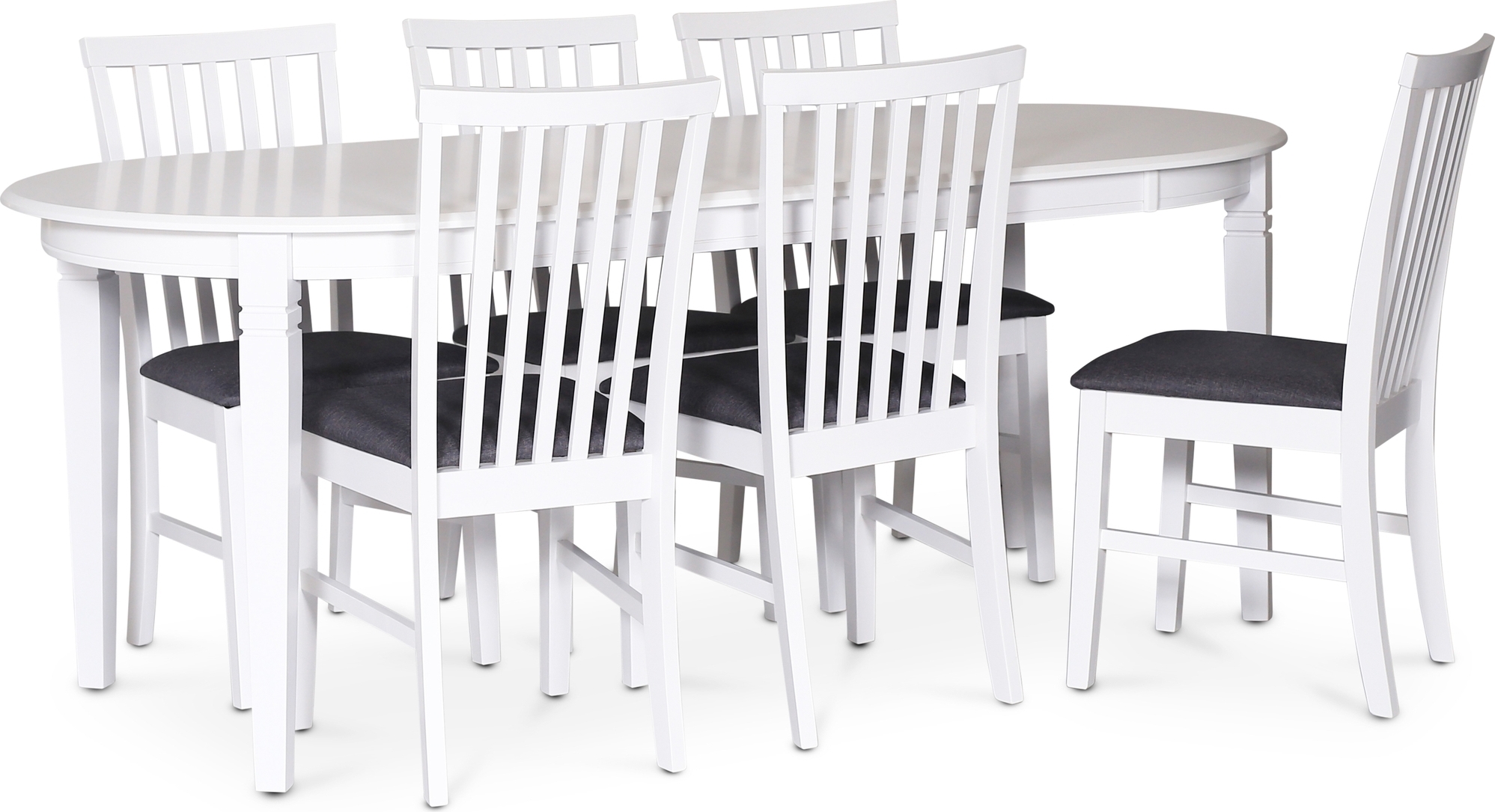 Sandhamn matgrupp; Ovalt matbord med 6 st Sandhamn Alice matstolar