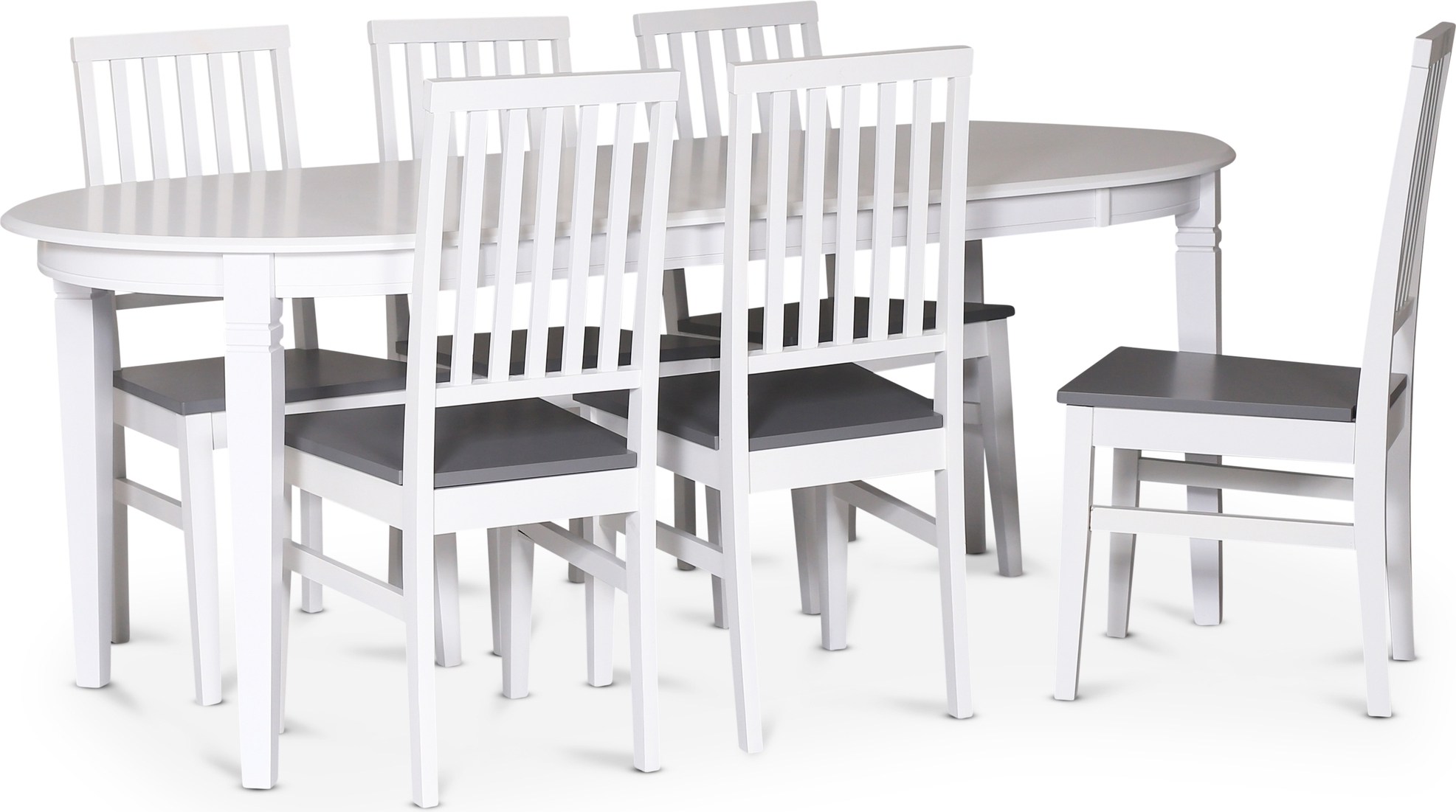 Sandhamn matgrupp; Ovalt matbord med 6 st Fårö matstolar Sandhamn matgrupp; Ovalt matbord med 6 st Fårö matstolar