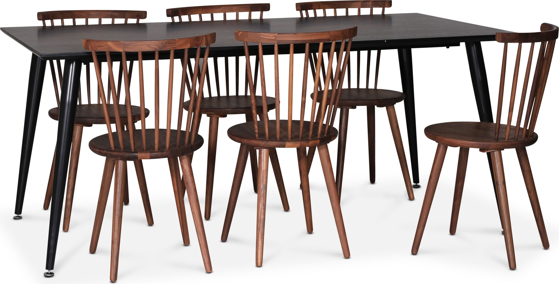 Dipp matgrupp; matbord 180x90 cm med 6 st Castor pinnstolar i valn�t