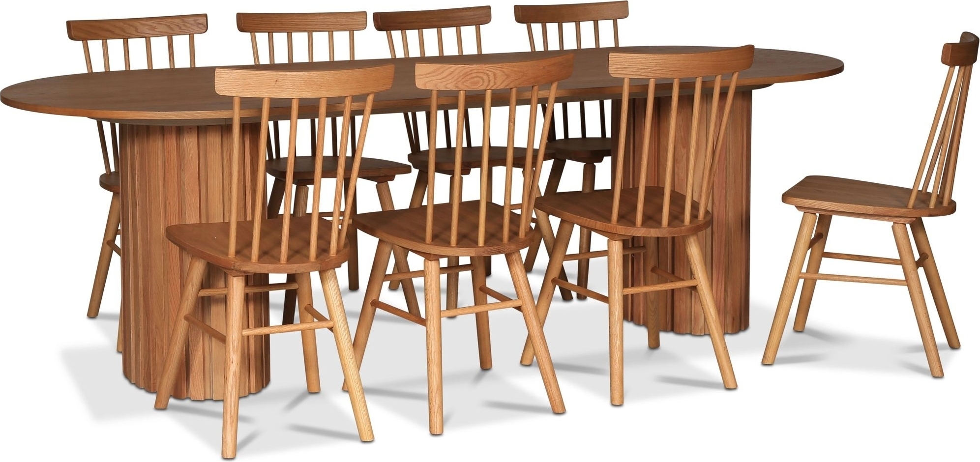 PiPi ovalt matgrupp 240 cm inkl 8 st Orust pinnstol - Oljad ekfan�r