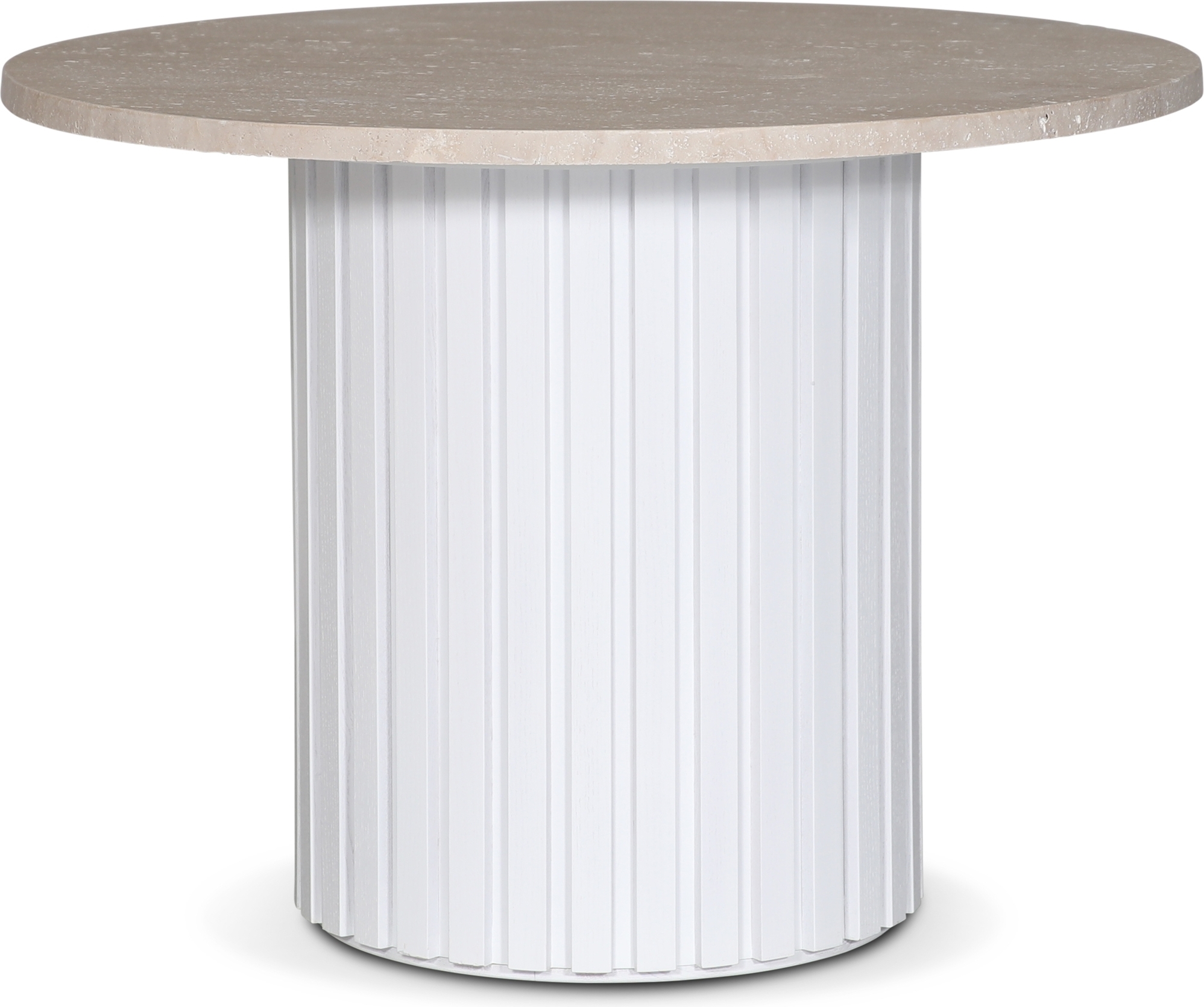 PiPi runt matbord Ø105 cm - Vitbetsat trä / Travertin sten PiPi runt matbord Ø105 cm - Vitbetsat trä / Travertin sten