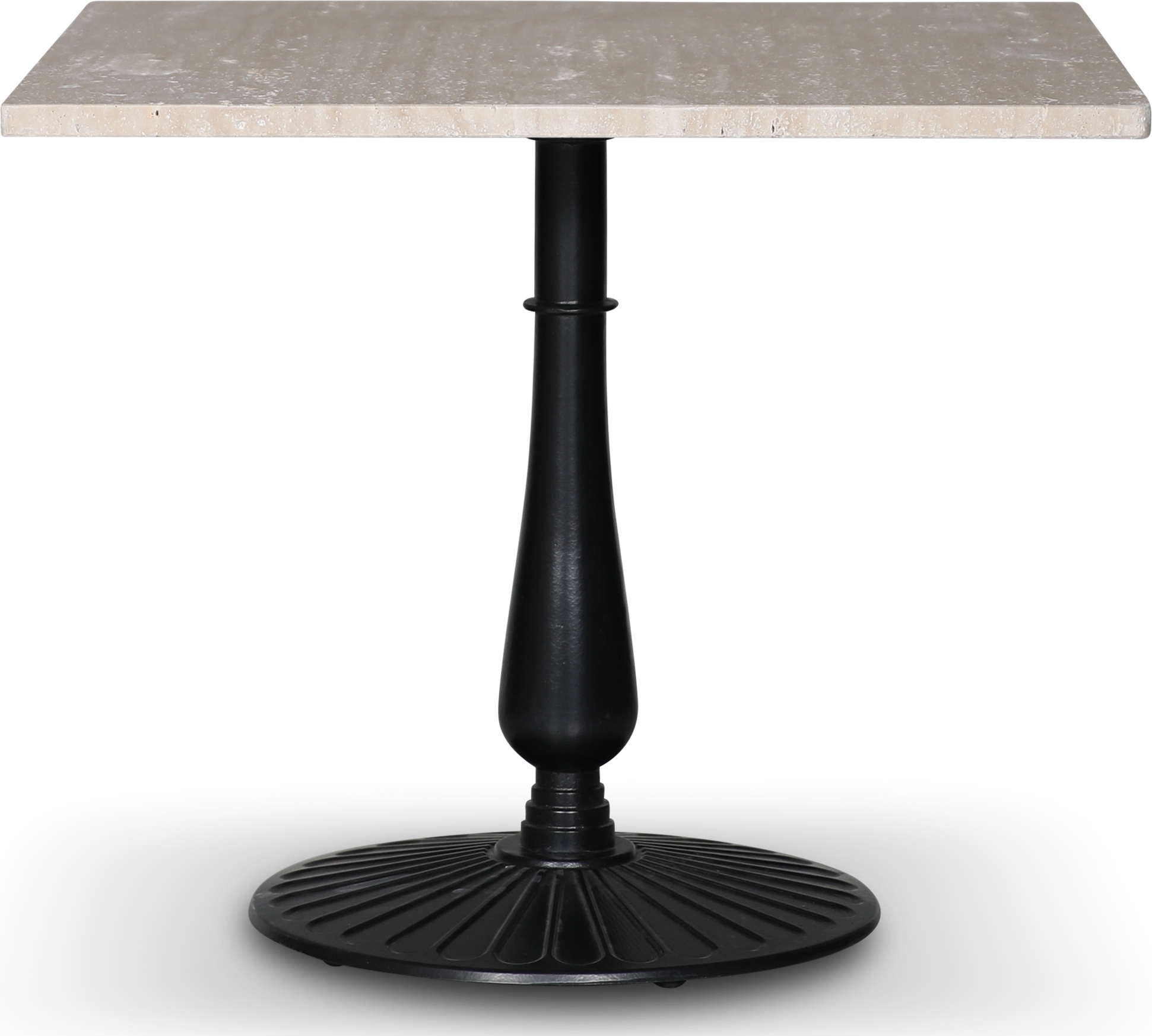 Flair matbord 90x90 cm - Svart Mystery E100 fot / Travertin sten