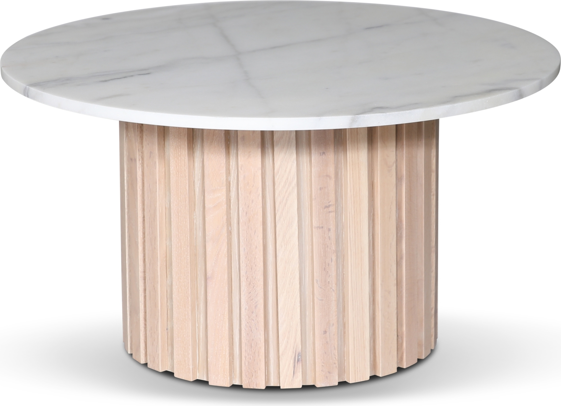 Paus runt soffbord - Whitewash / Ljus Marmor