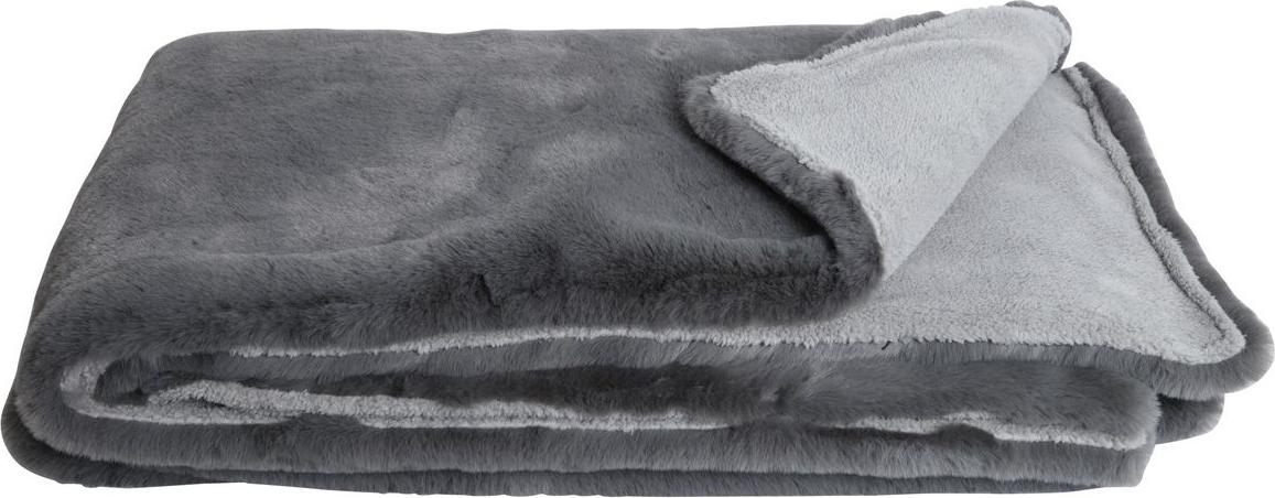 Pl�d 130x170 cm - M�rkgr� / Vit