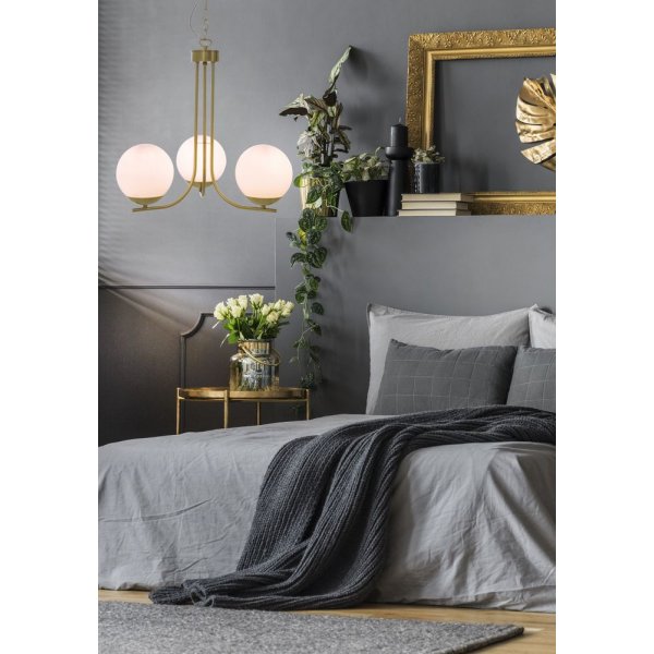 Orfeus plafondlamp - Mat messing/opaalwit