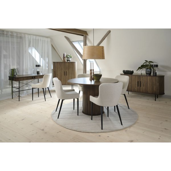 Chaise de salle  manger Boss en tissu boucl beige