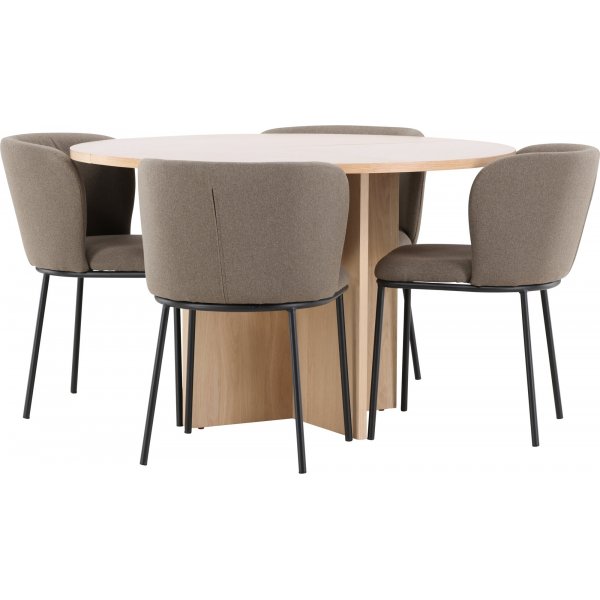 Matbord Strada med 4 st Edina stolar - Brun/svart/whitewash