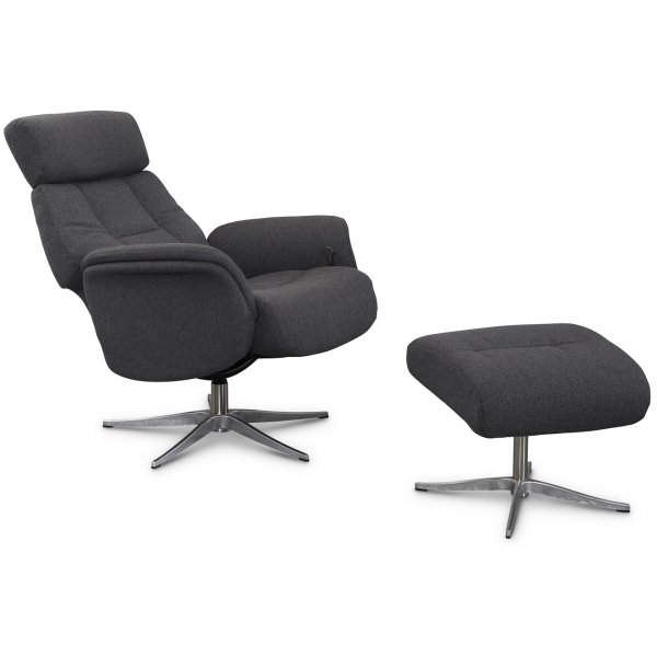 Peru reclinerfåtölj med pall - Grå Peru reclinerfåtölj med pall - Grå