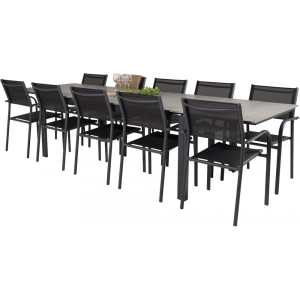 Levels utematgrupp med 10 st Santorini stolar - Svart/Grå Levels utematgrupp med 10 st Santorini stolar - Svart/Grå