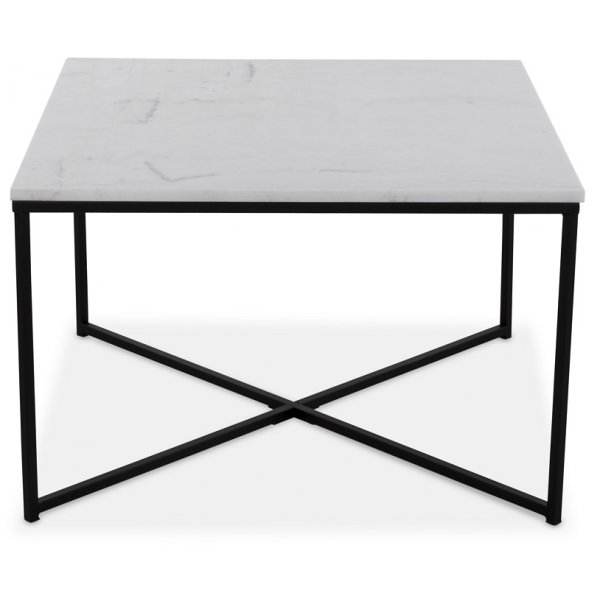 Maryland soffbord 75x75 cm - Vit äkta Marmor / Svart underrede Maryland soffbord 75x75 cm - Vit äkta Marmor / Svart underrede