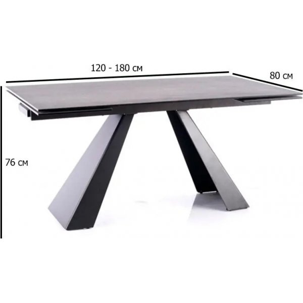 Table à manger Salvadore 120-180 x 80 cm - Gris/noir Table à manger Salvadore 120-180 x 80 cm - Gris/noir