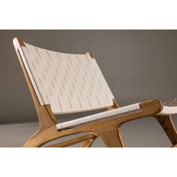 Chaise longue Rike - PU crème/teck Chaise longue Rike - PU crème/teck