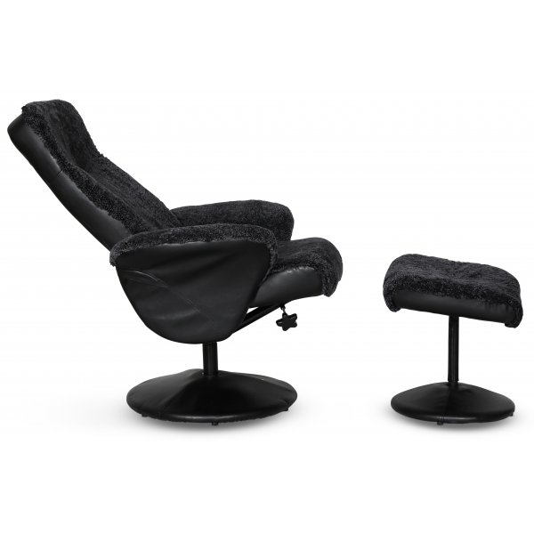 Times frskinnsftlj i mrkgr frskinn inklusive fotpall