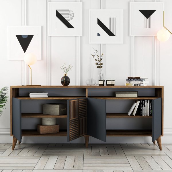 Buffet Milan 180 cm - Noyer/anthracite