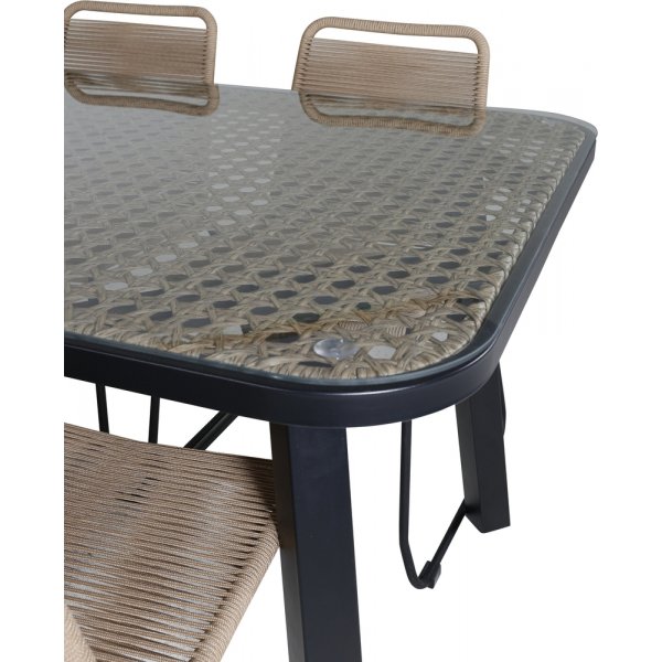 Paola utematgrupp med 6 st Lindos stolar - Beige/Svart/Natur Paola utematgrupp med 6 st Lindos stolar - Beige/Svart/Natur