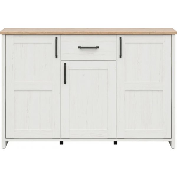 Buffet Loksa 148 cm - Pin blanc/chne