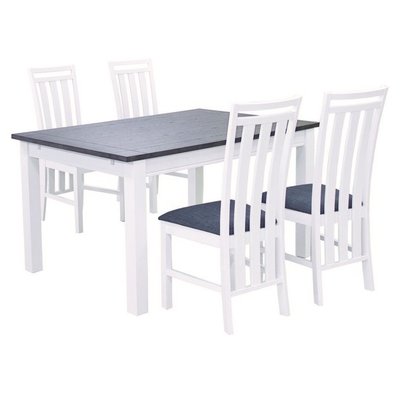 Skagen matgrupp - Bord inklusive 4 st stolar - Vit/mrk ekfaner