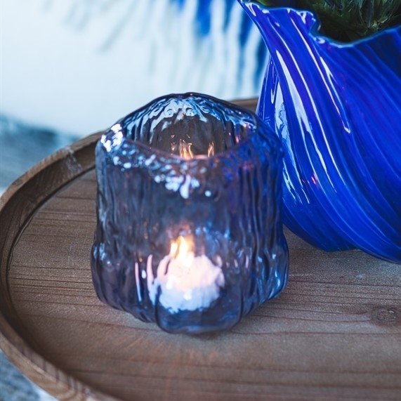 Heli vase/lanterne bougie 15 x 17 cm - Bleu Heli vase/lanterne bougie 15 x 17 cm - Bleu