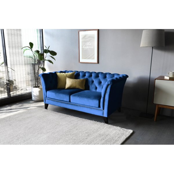 Bank 2-zits Chesterfield blauw - Milton Bank 2-zits Chesterfield blauw - Milton