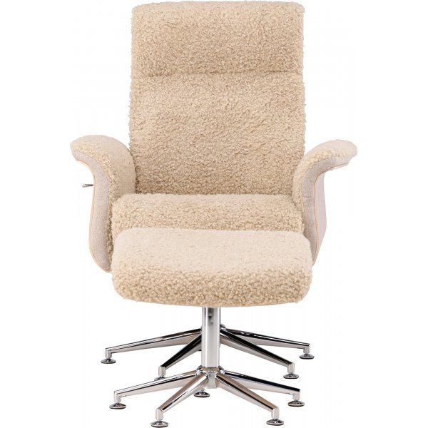 Fåtölj med fotpall - Beige / Whitewash Fåtölj med fotpall - Beige / Whitewash