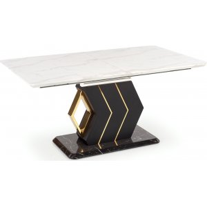 Vincenzo matbord 160-200 x 90 cm - Vit marmor/svart/guld