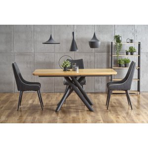 Tapper eettafel 160-200 x 90 cm - Eiken/zwart