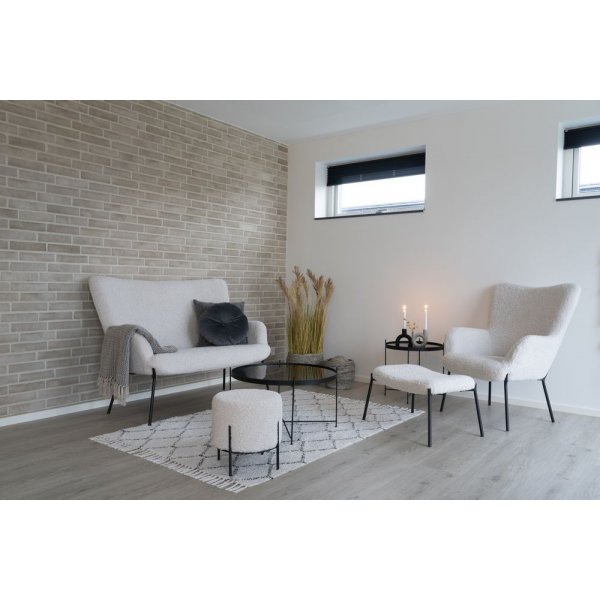 Canapé 2 places Glasgow - Peau de mouton (cuir artificiel)/noir Canapé 2 places Glasgow - Peau de mouton (cuir artificiel)/noir