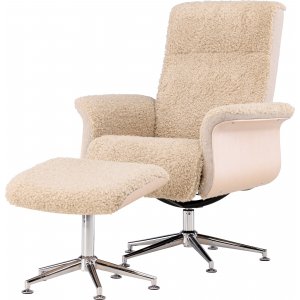 Fåtölj med fotpall - Beige / Whitewash Fåtölj med fotpall - Beige / Whitewash