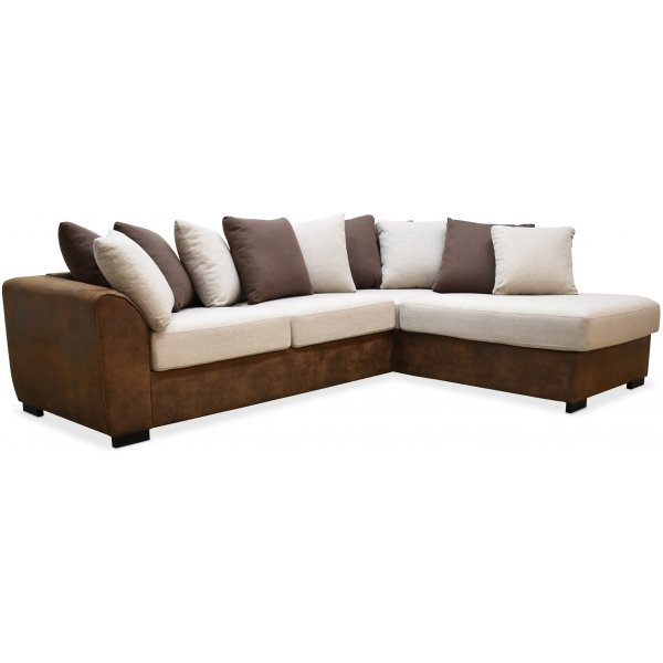 Delux soffa med ppet avslut hger - Brun/Beige/Vintage