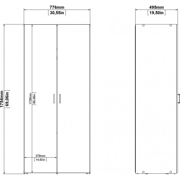 Space garderob med 2 dörrar - Vit Space garderob med 2 dörrar - Vit