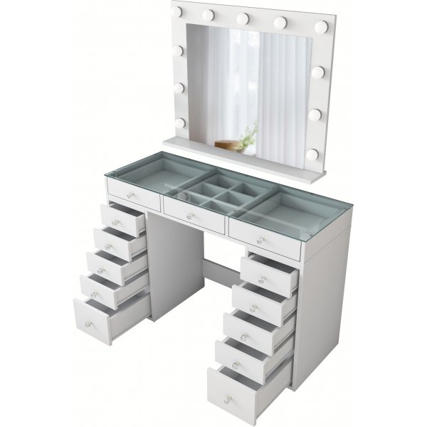 Bijou kaptafel met spiegel 18 - 120 x 44,5 cm - Wit Bijou kaptafel met spiegel 18 - 120 x 44,5 cm - Wit