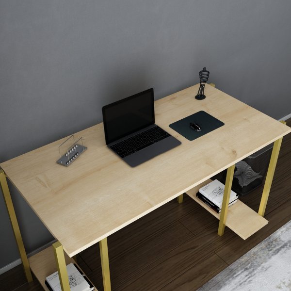 Academy skrivbord 125,2 x 60 cm - Guld/ek Academy skrivbord 125,2 x 60 cm - Guld/ek