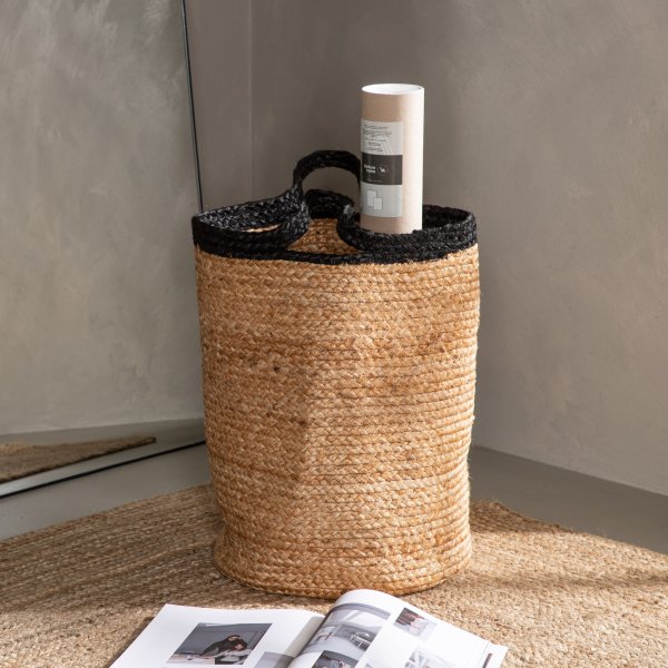Pune korg Ø35 cm - Svart/jute Pune korg Ø35 cm - Svart/jute