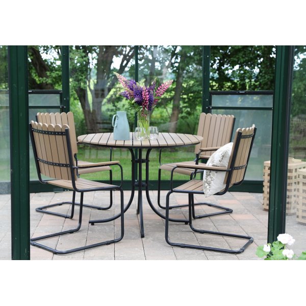 Table de groupe à manger Holmsund incl. 4 chaises - Noir/Marron + Nettoyage textile pour meubles Table de groupe à manger Holmsund incl. 4 chaises - Noir/Marron + Nettoyage textile pour meubles