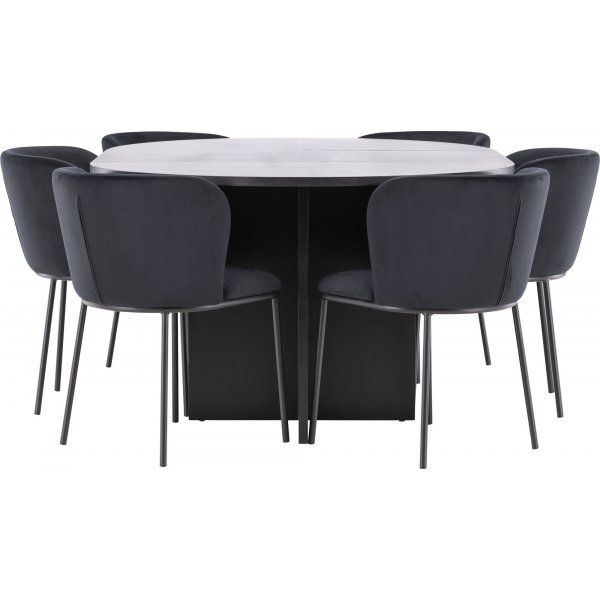 Matbord Strada med 6 st Edina stolar - Svart + 6.00 x Stolsdyna