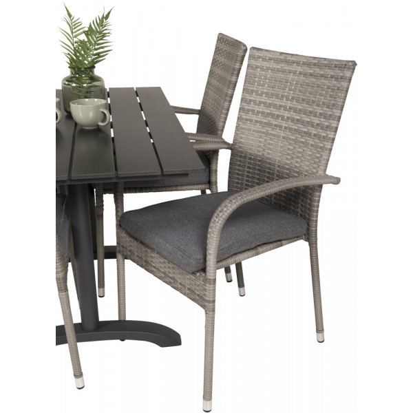 Denver utematgrupp med 4 st Anna stolar - Svart/Grå Denver utematgrupp med 4 st Anna stolar - Svart/Grå