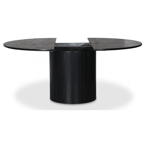 Groupe repas Nova, table à manger extensible Ø130-170 cm avec 4 chaises cannées Castor - Chêne teinté noir Groupe repas Nova, table à manger extensible Ø130-170 cm avec 4 chaises cannées Castor - Chêne teinté noir