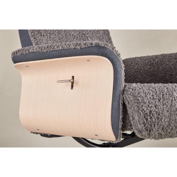 Reclinerfåtölj med fotpall - Grå fårskinnsimitation/whitewash ek + Fläckborttagare för möbler Reclinerfåtölj med fotpall - Grå fårskinnsimitation/whitewash ek + Fläckborttagare för möbler