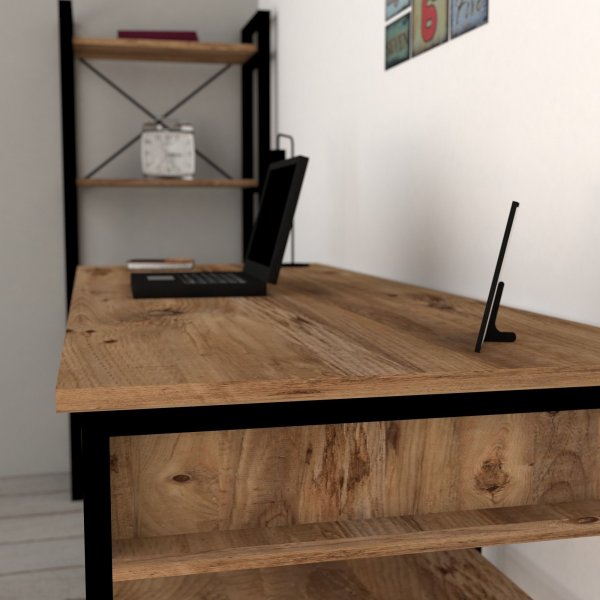 Bureau Emro 150x58,4 cm - Noyer/noir Bureau Emro 150x58,4 cm - Noyer/noir