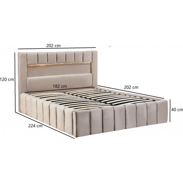 Bedframe met LED-verlichting 180x200 cm + Textielreiniging voor meubels Bedframe met LED-verlichting 180x200 cm + Textielreiniging voor meubels