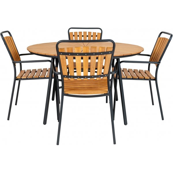 Cleveland matbord 130 cm - Teak/Svart