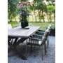 Oxford utematgrupp; brunsyrat bord 220 cm inkl 6 st Lincoln stapelbara karmstolar grn/beige