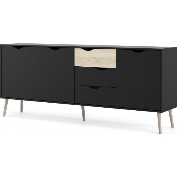 Oslo sk�nk med 3 sk�p och 3 l�dor - Svart/ek