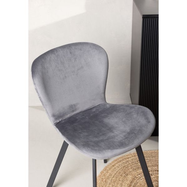Chaise de salle  manger Lilja - Velours gris/noir