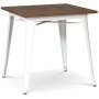 France metallbord 75 x 75 cm - Vit / Brunt tr
