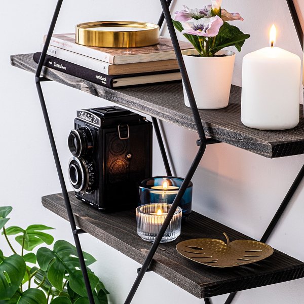 Erasmus wandplank - Zwart/walnoot Erasmus wandplank - Zwart/walnoot